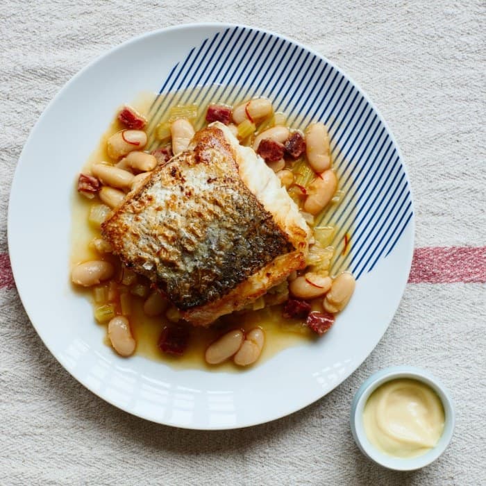 Pan-fried Hake with White Bean & Chorizo Broth